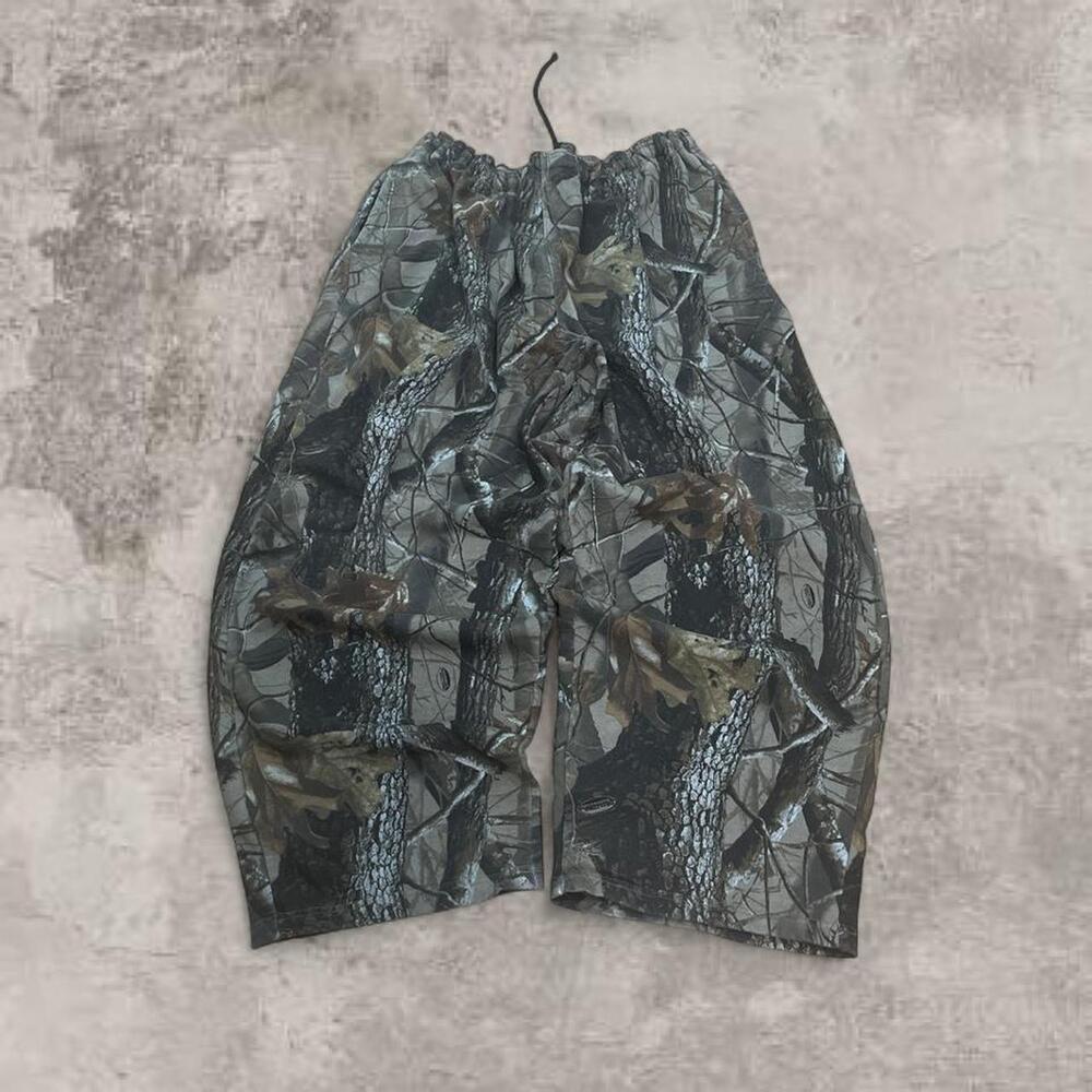Baggy camo sweatpants USA M wide leg vintage streetwear joggers Hardwood Y2k 90s